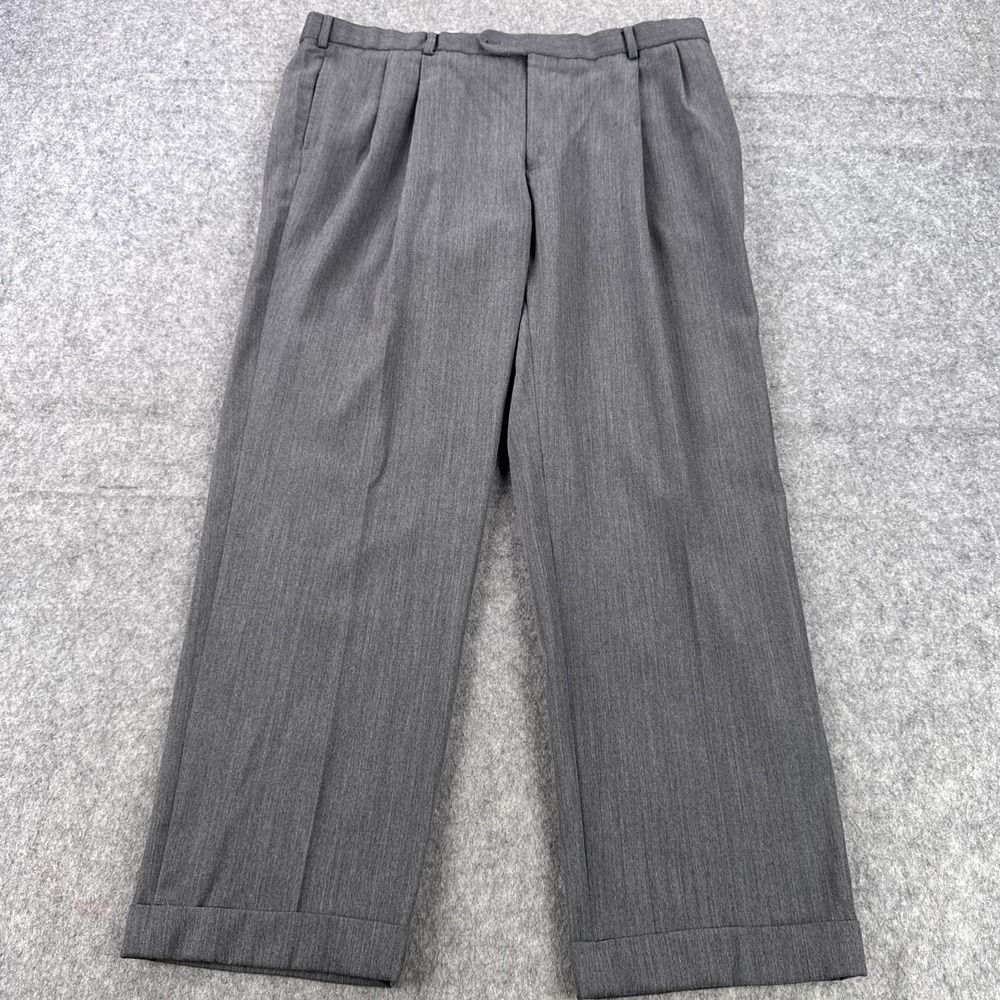 Brooks Brothers 1818 Madison Pants Mens 40x30 Gray Wool Pleated Dress Cuffed